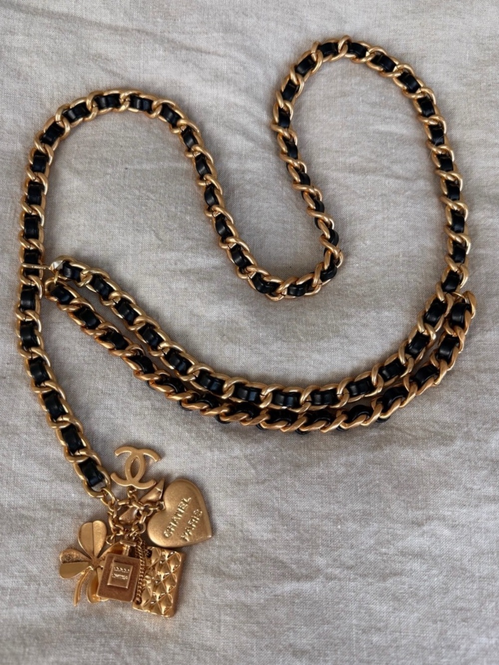 Chanel Vintage Lucky Charms Chain Belt Black & Gold